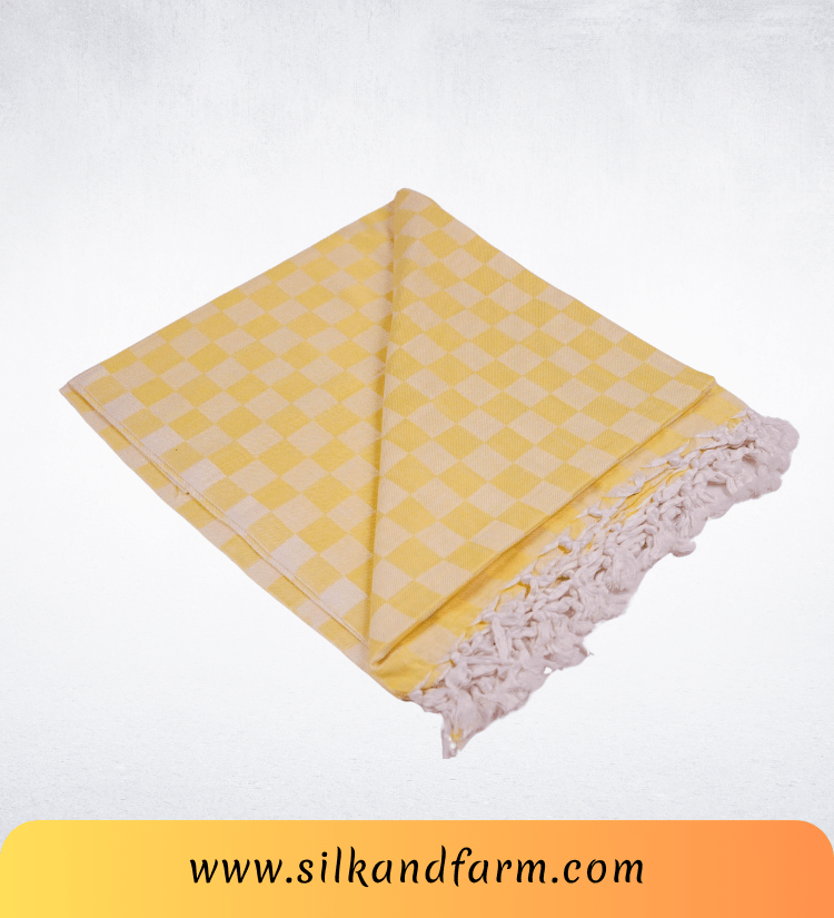 Silk & Farm Authentic Bhagalpuri Dull Chadar 98 × 54 Inches | Premium Cotton Blend | Soft, Lightweight & Breathable | Traditional Woven All-Season Bed Cover for Home & Travel