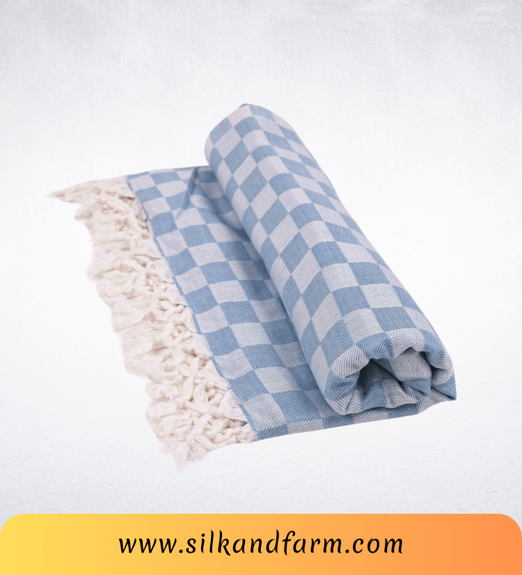 Silk & Farm Authentic Bhagalpuri Dull Chadar 98 × 54 Inches | Premium Cotton Blend | Soft, Lightweight & Breathable | Traditional Woven All-Season Bed Cover for Home & Travel